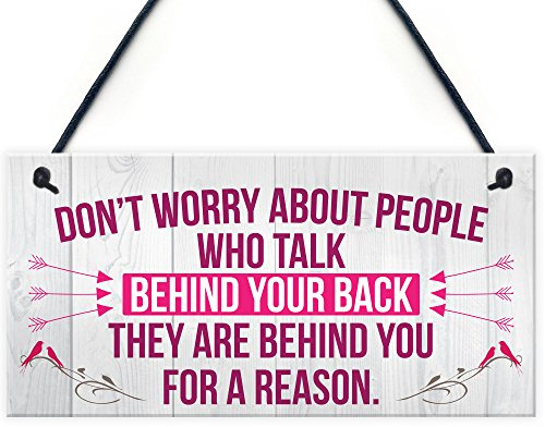 Red Ocean Don't Worry Behind Your Back Hanging Plaque Sign Friendship Friend Gift Support