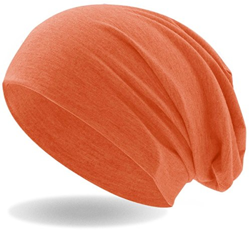 Hatstar® Klassische Slouch Long Beanie Mütze | leicht und weich | für Damen und Herren | Übergangsmütze für Frühling und Sommer (Neon Orange)