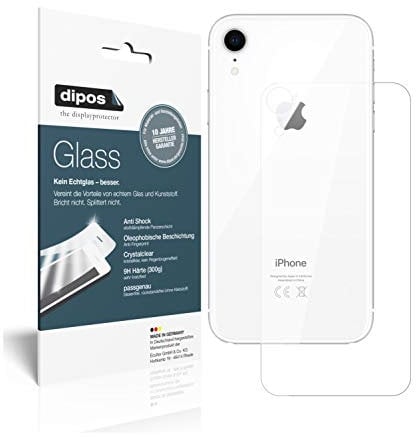 dipos I 2X Displayschutz klar kompatibel mit Apple iPhone XR Rückseite Schutzfolie 9H Anti-Shock