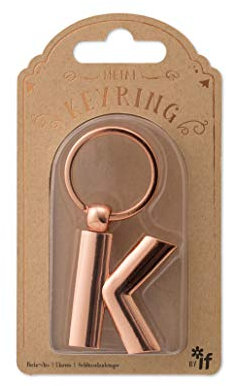 if Porte-clés en métal avec lettres de l'alphabet personnalisées - Or rose - K
