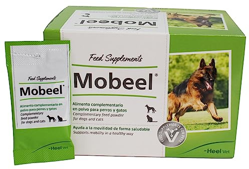 Heel Mobeel Articulaciones de Perros y Gatos 50 Sobres Condroitín Sulfato, Mejillón de Concha Verde, Ovopet, Glucosamina, Manganeso, Ácido Hialurónico, Vit. E y Harpagofito