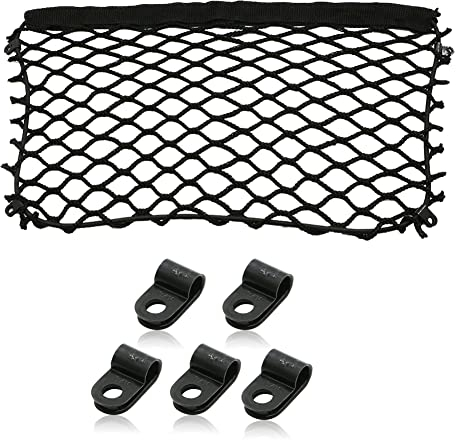 Alpha Rider 37.5X25 cm Universal Motorcycle Black Cargo Net Stretchable Elastic Storage Net with 5 Pcs Buckle For Top Box Side Case Panniers Luggage Net (14.7X9.8)