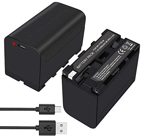 CITYORK NP-F750 Batterie de Remplacement 5200mAh (2 Pack) avec Port de Chargeur Micro USB et Câble Micro USB, Remplacement pour Batterie Sony NP-F730 NP-F760 NP-F770 NP-F960 NP-F970