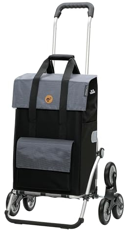 Andersen Einkaufstrolley - klappbar - 43 Liter - Treppensteiger - mit Kühlfach - Aufhängung für Einkaufswagen - belastbar 50 kg - Aluminium - Trolley - Rad Ø 3 x 13 cm - Royal Shopper Vektor grau