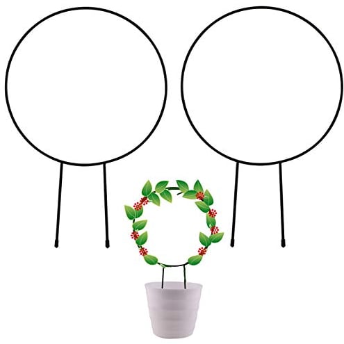 Savita 2PCS Treillis De Jardin en Métal pour l'escalade De Plantes, Piquets De Support De Plantes en Pot Décoratifs De 33cm avec Revêtement Noir, Support De Plante Grimpante en Fer(Rond)