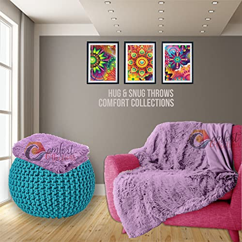 Teddy Fleece Luxury Hug and Snug Cuddles Fluffy Faux Fur Sherpa Reversible Throw Sofa Bed Super Soft Warm and Cosy Blanket Throw Lilac 150cm x 200cm Approximate