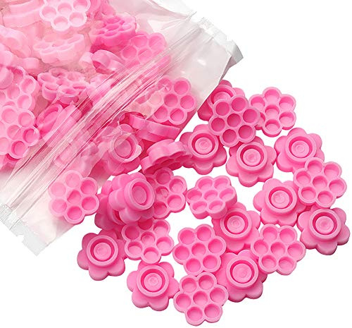 FSSTUD 100 Pièces Forme de Fleur Support de Colle Cils Palette de Faux Cils Bague Colle pour Cils Extensions