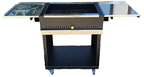 BARBECUE L 70 x P 53 cm FORNACELLA A CARBONELLA IN FERRO E ACCIAIO INOX CON CARRELLO