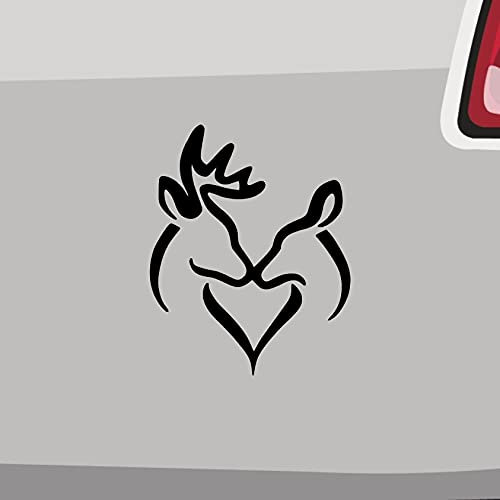 Hirsch Reh Aufkleber Herz Wald Jäger Jagd Deer and Doe Hund Decal Sticker JDM in 6 Größen und 21 Farben
