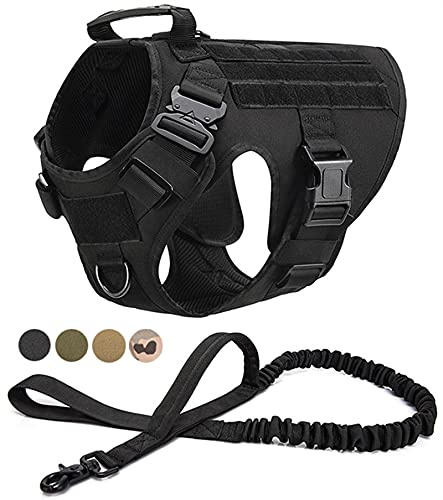 Anti Zug Hundegeschirr Für Große Hunde Militärische Taktische Hundegeschirr Weste Deutscher Schäferhund Dobermann Labrador Service Hundetraining Produkt (Color : Black Set, Size : S)