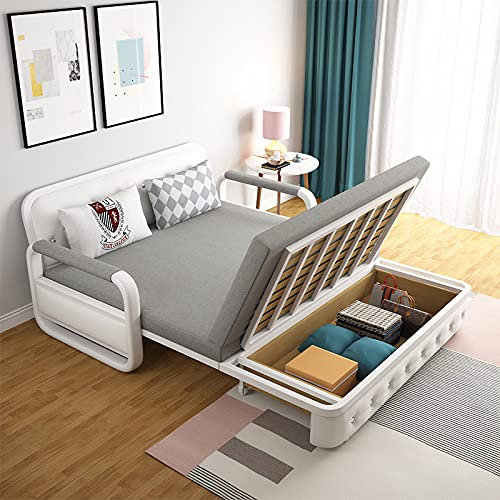 UNICORN FURNITURE Sofa Bed Modern Reclining Foldable Bed Pull Out Sofa Bed With Storage for Living Room Space Saving Sofabed Multifunctional in Made to Match Cushions (Grey/White)