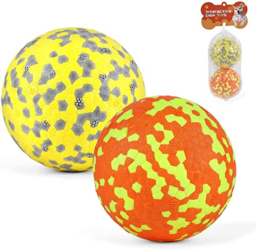 FONPOO Super Dehnbar Hundeball, Hundespielzeug Unzerstörbar mit den Neuesten Materialien, Interaktives Wasserspielzeug für Kleine und Mittelgroße Hunde (Gelb+Orange)