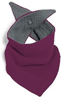 nanito Baby Dreieckstuch Lätzchen mit Druckknopf für Babys & Kleinkinder Musselin Schal Kinderhalstuch Farbwahl 100% Bio Baumwolle (bordeaux)