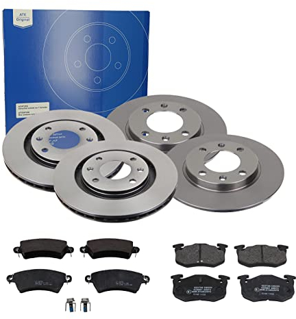 ATE Bremsen-Set 2 Bremsscheiben + Bremsbeläge Einbau Vorne Hinten Bremsscheiben-Set Scheibenbremsen passend für Peugeot 206 2A/100 206 200 2D