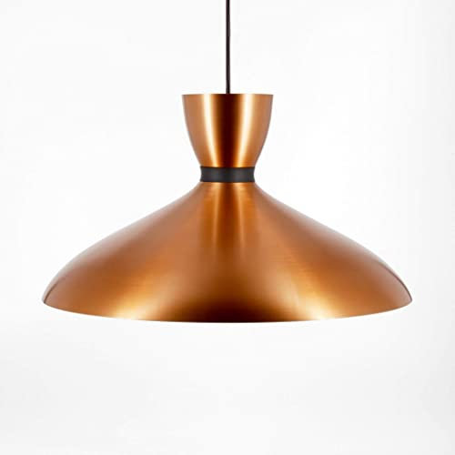 Vintage Retro Pendelleuchte Aluminium Metalloptik Edison Loft Lampenschirm Industrielle Deckenleuchte rund Hängelampe (Kupfer konisch flach)