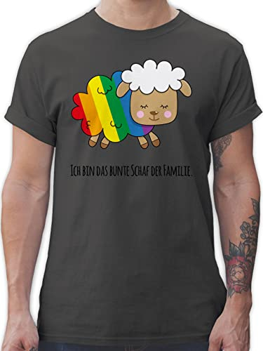 T-Shirt Herren - LGBTQ Kleidung Pride Flag - Ich Bin das Bunte Schaf der Familie - schwarz - XXL - Dunkelgrau - LGBT buntes Tshirt CSD Tshirts Lesbian Shirt lqbtq Shirts Gay t lgbtqia Queer