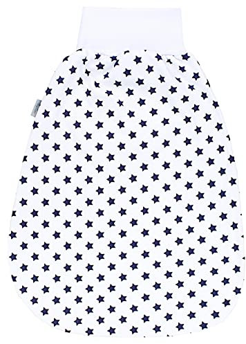 TupTam Baby Strampelsack mit breitem Bund – Unwattierter Schlafsack Baby aus Baumwolle für Frühling & Sommer, Farbe: Sterne Dunkelblau, Größe: 6-12 Monate