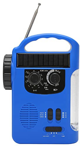 SYH&AQYE Tragbares Handkurbel Solarradio, AM FM SW Notfallradio mit LED Taschenlampe, Leselicht, MP3 Player, Wiederaufladbarer USB Anschluss für Nächtliches Outdoor Camping, Wandern(blau)