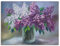 ARTLAND Wanddeko Leinwand Bilder Wandbild 80x60 cm Stillleben Vase Glas Pflanzen Blumen Blüten Flieder Lila Weiß U4QA