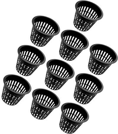 Yardwe 10piezas Cestas De Plástico para Cultivo Hidropónico Cestas De Malla para Plantas Mediano Color Negro Hogar o Jardín
