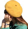Yanmucy Französisch Beret Vintage Beret Hüte für Frauen Solid Farbe Klassische Französisch Beret Hüte Winter Warm Cap für Frauen & Männer (Gelb)
