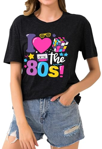 T-Shirt des années 80 Style Shirt 1980 Vintage Eighties Tee rétro pour Femme des années 80