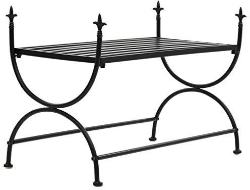 Homgoday Bank im Vintage-Stil aus Metall, 83 x 42 x 55 cm, Schwarz, Gartenbank, robust, für Balkon, Terrasse & Garten