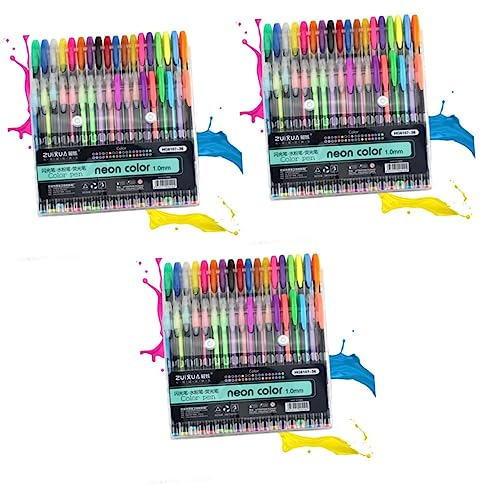 COHEALI 3 Stück 48 Farbiger Gelstift Farbige Gelstifte Farbstifte Neonfarbene Stifte Gelstifte Zum Ausmalen Stift Aus Metall