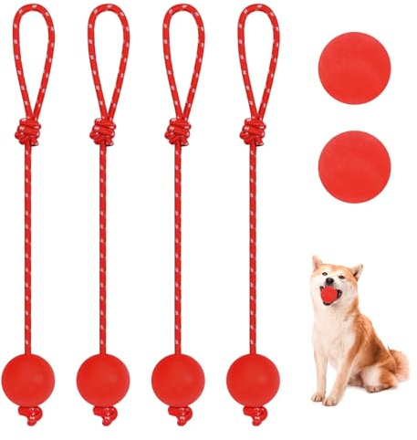 HFDONGL 6 Stück Hundeball Hundespielzeug Ball Hund Ball mit Schnur Naturkautschuk Hunde Ball Weich und Elastisch Hundebälle für Haustiere Hunde Ausbildung Spielen Übung