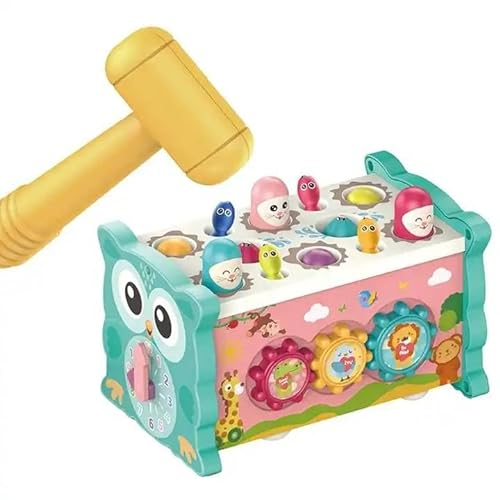 Kadii Motorikwürfel Motorikspielzeug Lernspielzeug ab 1 Jahr 8 in 1 Geschenk Kinder Baby Montesorri (Blau)