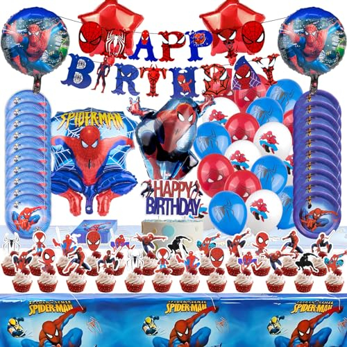 91 Stück Geburtstagsdeko Jungen, Geburtstag Partygeschirr Set Kinder, Anime Party Dekoration, Party Tableware