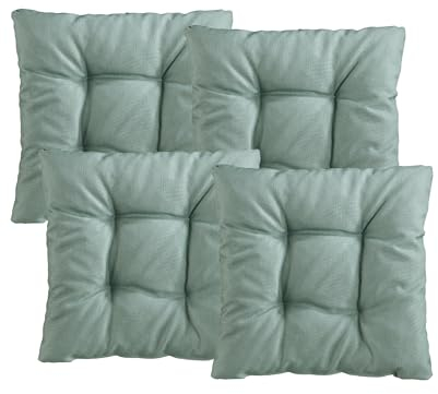 XDREAM Interior 4er Set Stuhlkissen türkis | Bequemes Sitzkissen für Küchen, Esszimmer und Gartenstühle | Öko-Tex Zertifiziert | produziert nach deutschem Qualitätsstandard | 38 x 38 x 6 cm