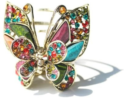 Colourful Butterfly Shark Clip Vintage Hair Clip Resin Colourful Butterfly with Diamond Grab Clip Butterfly Hair Claw Clip Barrette Hair Clamps Strong Hold Hair Clip Fashion Hair Accessories for Women