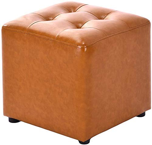 SePKUs Fußhocker, gepolsterter Cube Pouf Ottoman, Pouf Fußhocker aus massivem Holz, quadratisch, für Wohnzimmer, Couchtisch, kleine Bank (gelb, 35,6 x 35,6 x 33 cm)