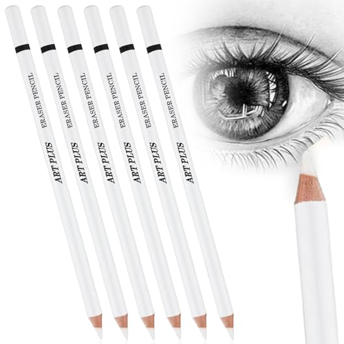 UICCVOKK 6 Pcs Rubber Sketching Art Eraser Pencils, Artist Eraser for Sketching, Charcoal Drawings