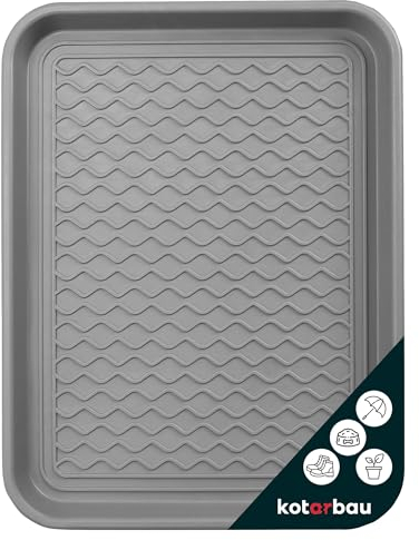 KOTARBAU® Schuhabtropfschale 38 x 50 cm Abtropfmatte Schuhe Grau Schuhmatte Abtropfmatte Kunststoff Schuhwanne Schuhablage Winter Schuhunterlage Schuhtasse Schuh Unterlage Abtropfwanne Schuhe