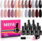 MEFA Autumn Nail Polish Set, 12 Colors - Pink, Red, Brown, Gray, White, Black, Purple - UV LED Gel Manicure at Home DIY Salon