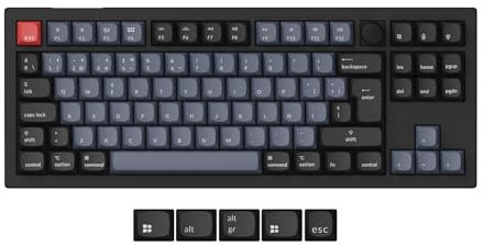 Keychron V3 MAX 80% Teclado Mecánico Inalámbrico Personalizado, 2.4 GHz Conexión Bluetooth por Cable QMK/Via Programable, Hot-Swap Interruptores Gateron Jupiter Rojos para Mac/Windows/Linux-ES Layout