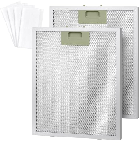 HOTUT Filtro Aluminio Reemplazo de Campana Extractora,2pcs Filtros Campana Extractora 320mm x 260mm,Filtro de Grasa de Metal para Campana Extractora,Filtro Metalico para Mayoría de Campana Extractora