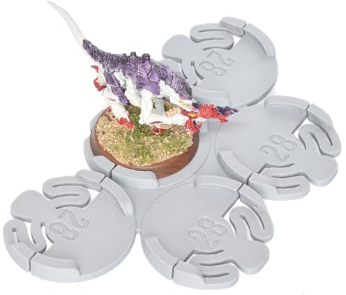 Miniature Mods - Movement Trays - 4 pack - round bases - 5 models in staggered formation - storage, transport, and organisation - Grey (28mm or 28.5mm)