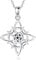 LEEQBCR 1 Stück Edelstahl Hexe Quartett Keltischer Knoten Halskette mit Stern und Mond Halbmond Damen Geometrischer Anhänger Vintage Schmuck Keltischer Knoten Damen Halskette Silberschmuck