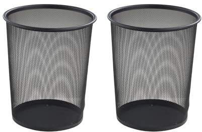 Home4You Papierkörbe 2er Set - Metallgeflecht - Schwarz - Ø 29,5 cm - 20 Liter - Papiereimer Büroeimer