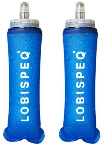 LOBISPEQ®️ - Pack de 2 Soft Flask 500ml de Boca Ancha Libre de BPA | Botella Plegable Agua Para Running, Trail Running o Cualquier Deporte | Botella Agua Running de TPU (BOCA ANCHA, AZUL)