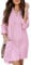 MINTLIMIT Robe chemise décontractée à manches longues boutonnée pour femme - Cache-maillot de bain surdimensionné pour femmes 2024 S à 2XL, 75_Rose rayé, L