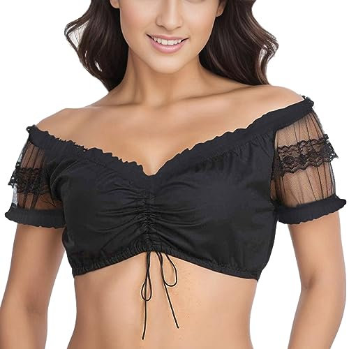 XTBFOOJ dirndlbluse spitze creme halloween shirt dirndl grosse grössen 54/56 dirndl knielang damen spitze trachtenblusen edelnice dirndl midi dirndl bluse langarm locker weisse bluse damen dirndl