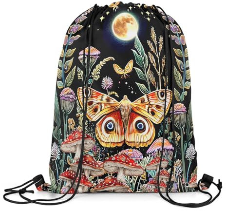 Loussiesd Butterfly Gym Sportbeutel Sporttasche Netter Pilz Turnbeutel 33x40cm Cartoon Pilze Rucksack mit Kordelzug Bunte Gymsack Sportsack Soft