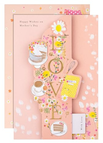 Hallmark Mothers Day Card for Mum, Floral Design, Keepsake Bookmark, Pink | Heartfelt Verse, Pink Envelope, Gold Foil, Embossed, 3D, Recyclable, Hallmark
