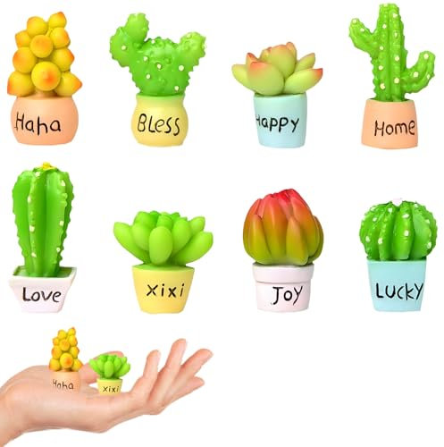 8 Stück Puppenhaus Miniaturpflanze,Miniatur Pflanzen,Künstliche Sukkulenten,Puppenhaus, Mini Topfpflanze,Mini Kaktus Deko Auto Künstlich Topfpflanzen,Gefälschte Sukkulente für Puppenhaus Dekoration