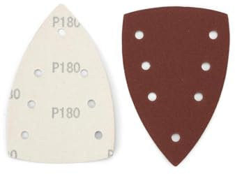 Goodway Schleifpapier 60 Blatt │ 100 x 150 mm │ 7 Löcher │ Delta Schleifdreiecke Mixpack Korn 40/60/80/120/180/240 für Multischleifer