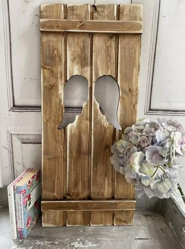 Landhaus Fensterladen Engel mit Engelsflügeln,Shabby chic Handgefertigt, nuss